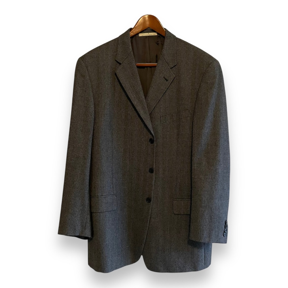 Joseph Abboud Nordstrom Men's 44L Grey Glen Plaid 100% Wool 3-Button Blazer Coat